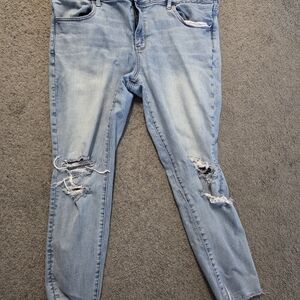 American Eagle Outfitters Light Blue Distressed Skinny Jeans